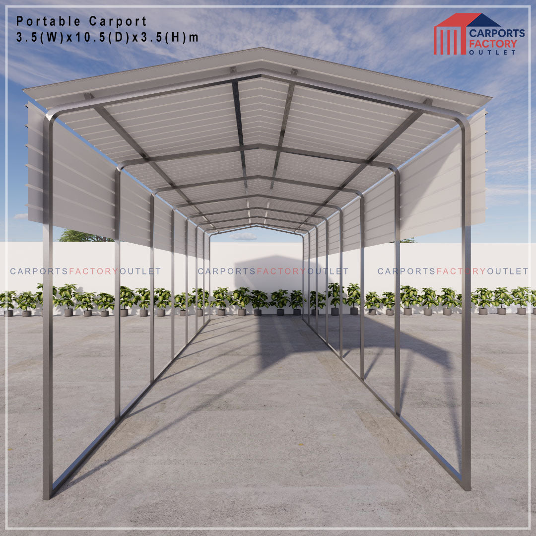 Portable Carport 3.5(W)x10.5(D)x3.5(H)m Gable Roof
