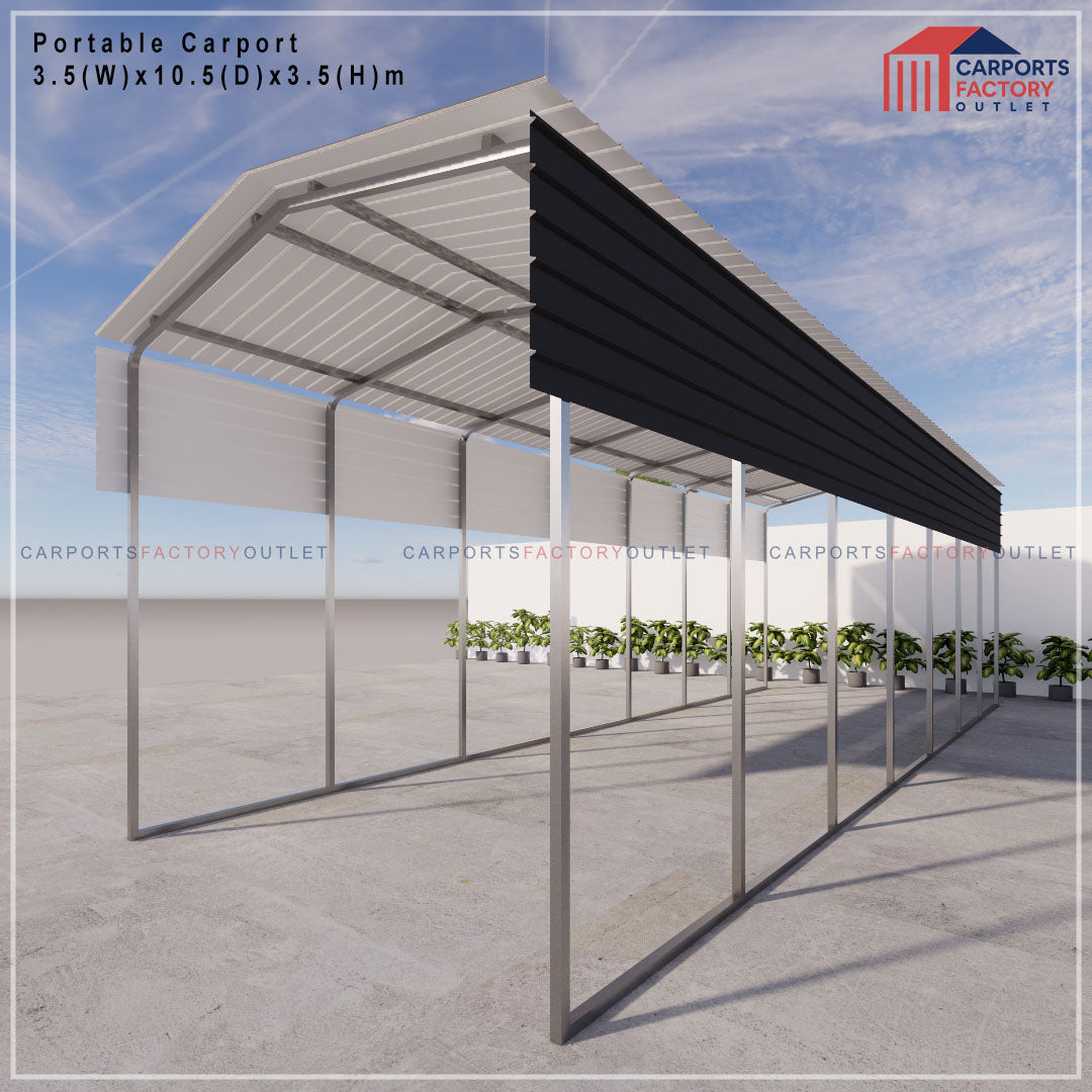 Portable Carport 3.5(W)x10.5(D)x3.5(H)m Gable Roof