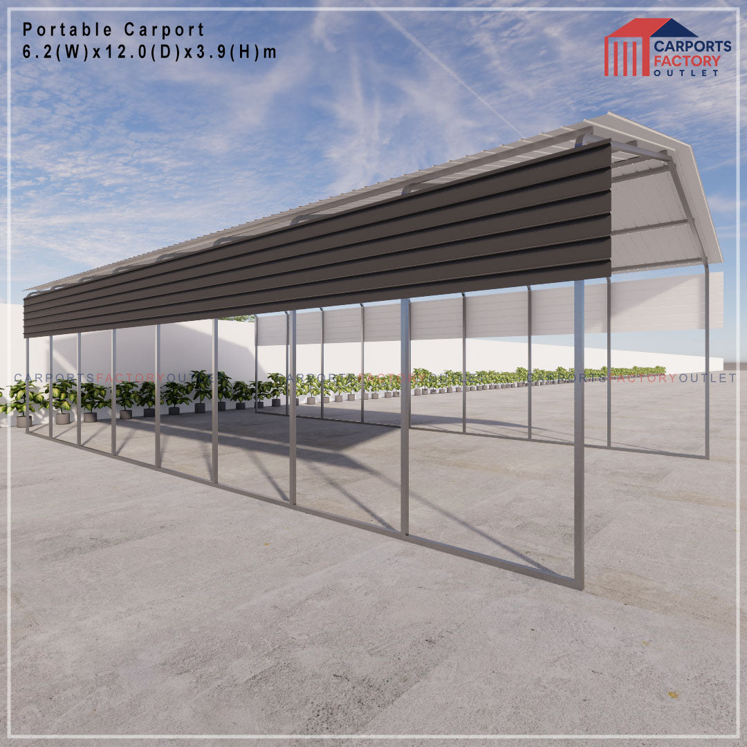 Portable Carport 6.2(W)x12.0(D)x3.9(H)m Gable Roof