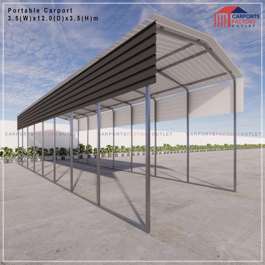Portable Carport 3.5(W)x12.0(D)x3.5(H)m Gable Roof