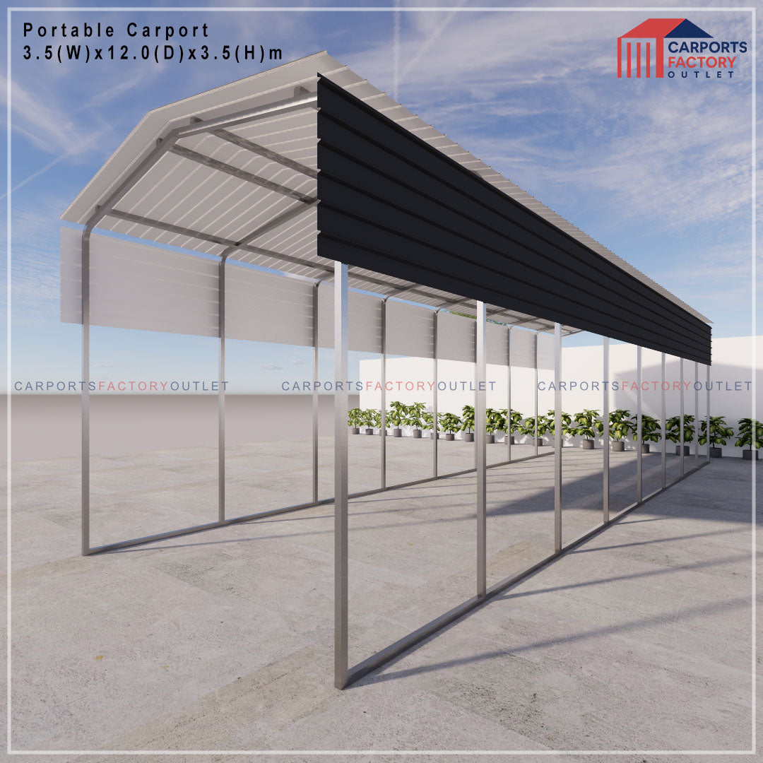 Portable Carport 3.5(W)x12.0(D)x3.5(H)m Gable Roof