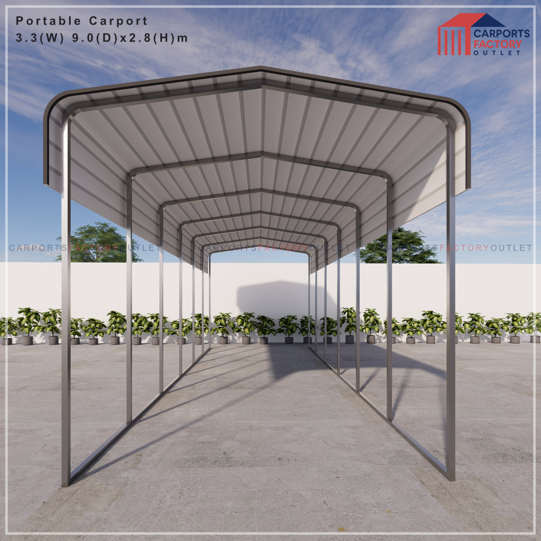 Portable Carport 3.3(W)x9.0(D)x3.5(H)m Wrapped Roof