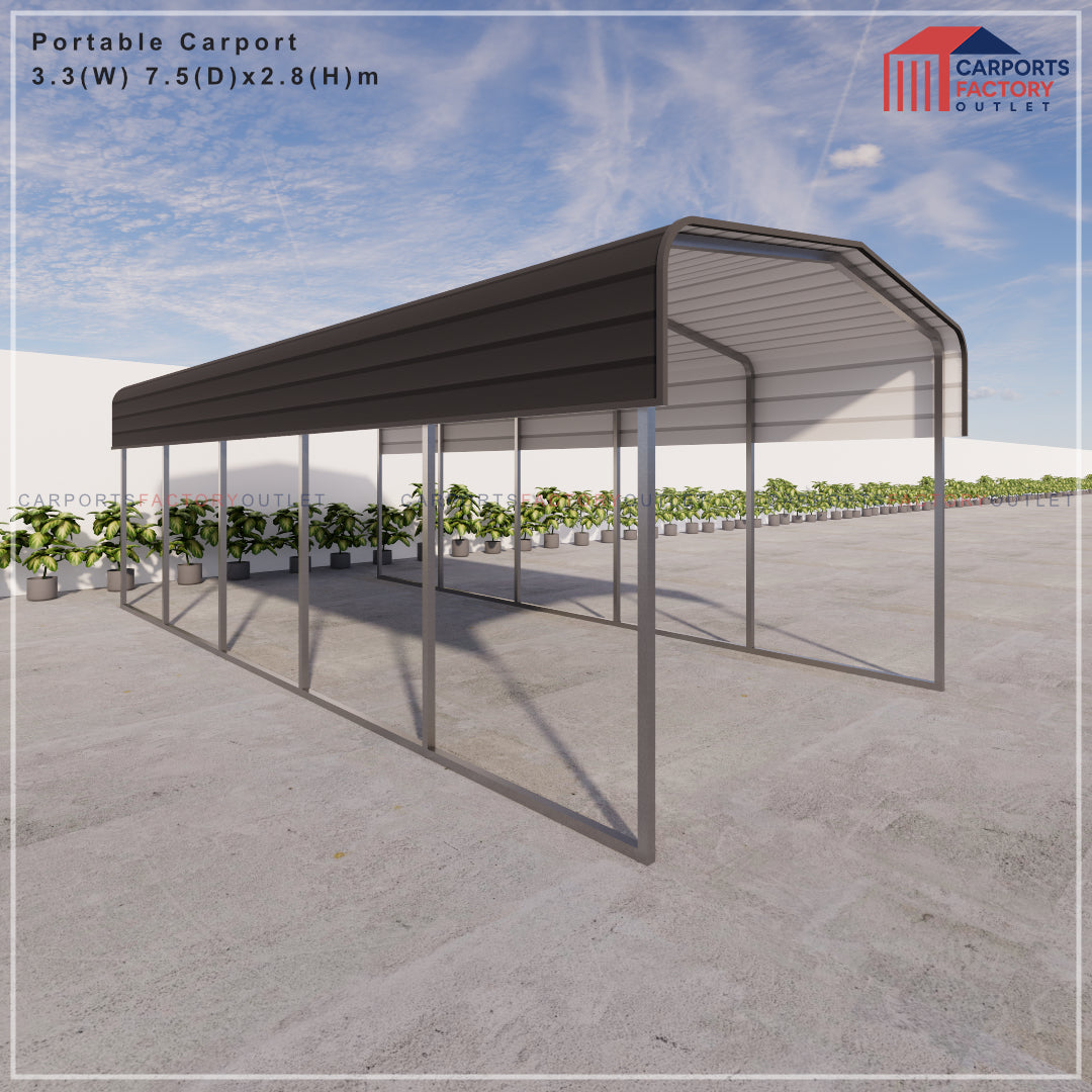 Portable Carport 3.3(W)x7.5(D)x2.8(H)m Wrapped Roof