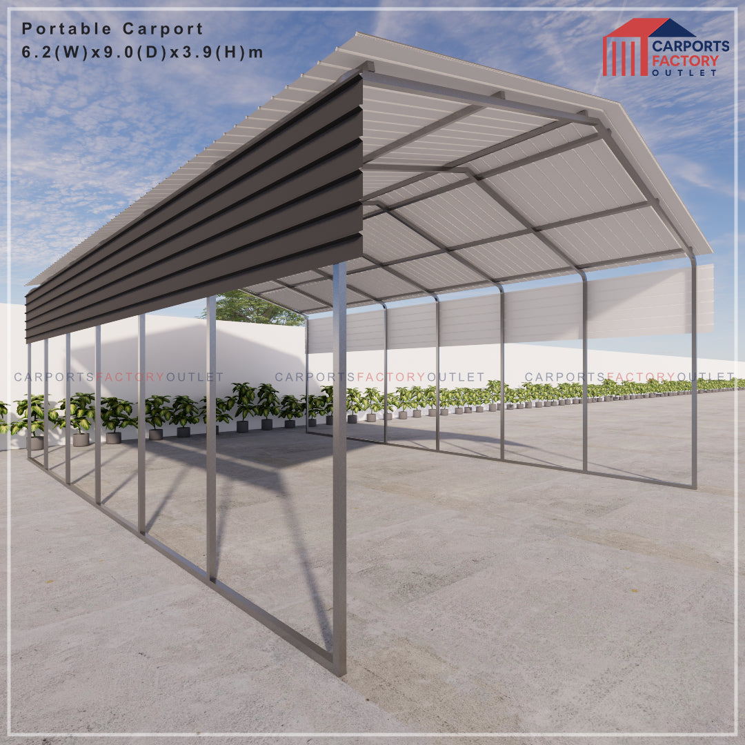 Portable Carport 6.2(W)x9.0(D)x3.9(H)m Gable Roof