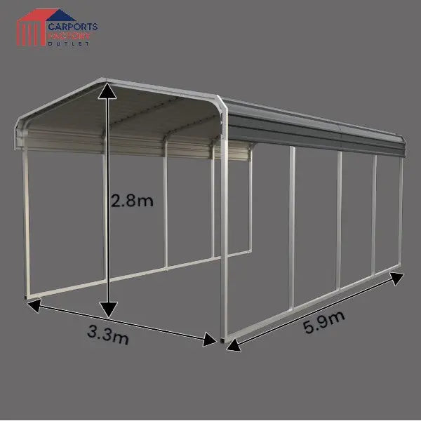 Portable Carport 3.3(W)x6.0(D)x2.8(H)m Wrapped Roof My Store