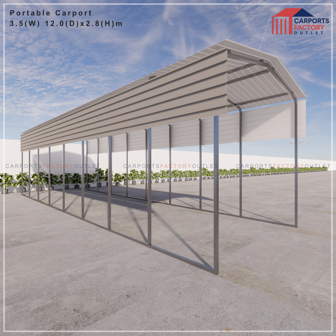 Portable Carport 3.5(W)x12.0(D)x3.5(H)m Gable Roof