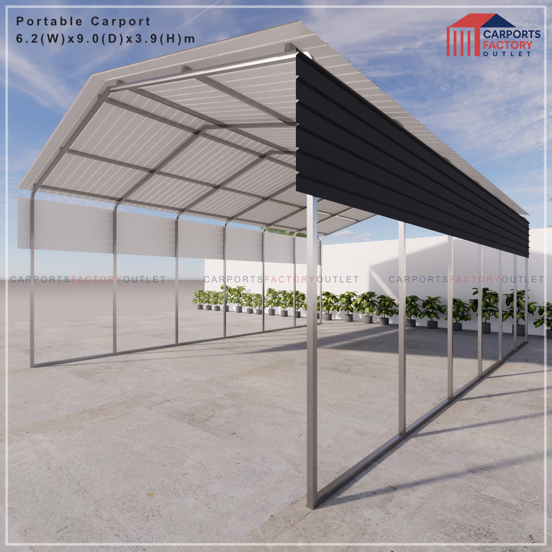 Portable Carport 6.2(W)x9.0(D)x3.9(H)m Gable Roof