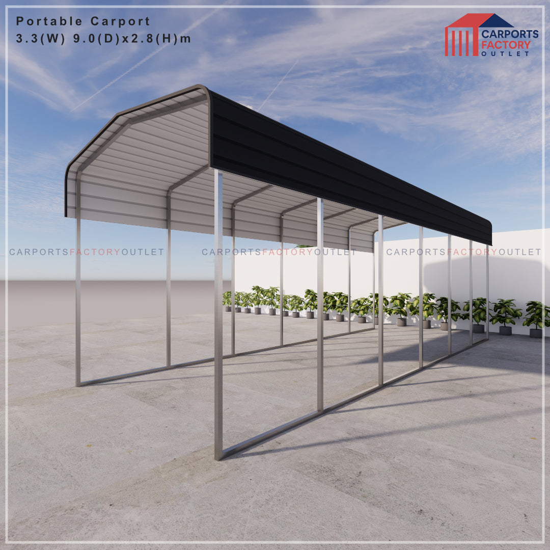 Portable Carport 3.3(W)x9.0(D)x3.5(H)m Wrapped Roof