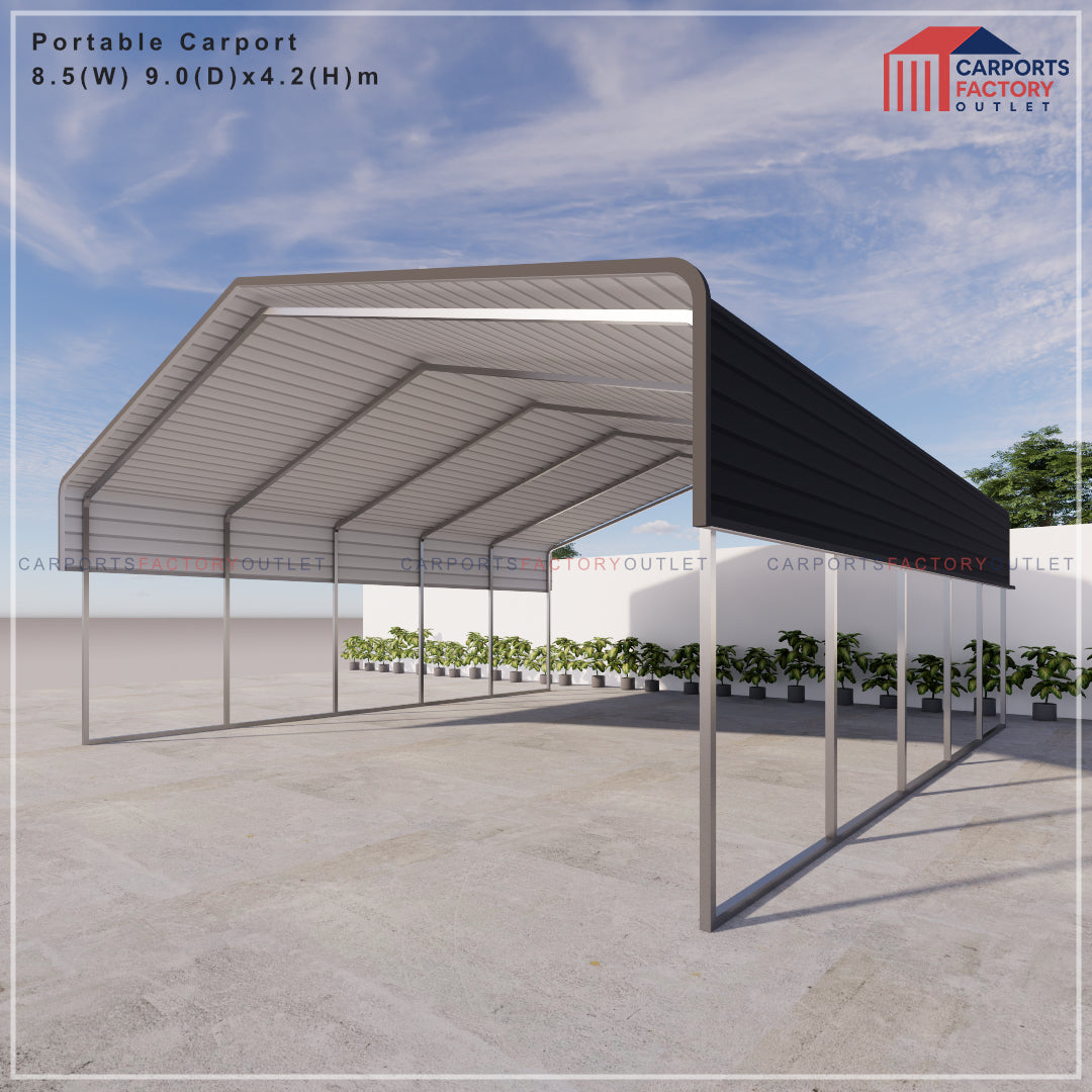 Portable Carport 8.5(W)x9.0(D)x4.2(H)m Wrapped Roof