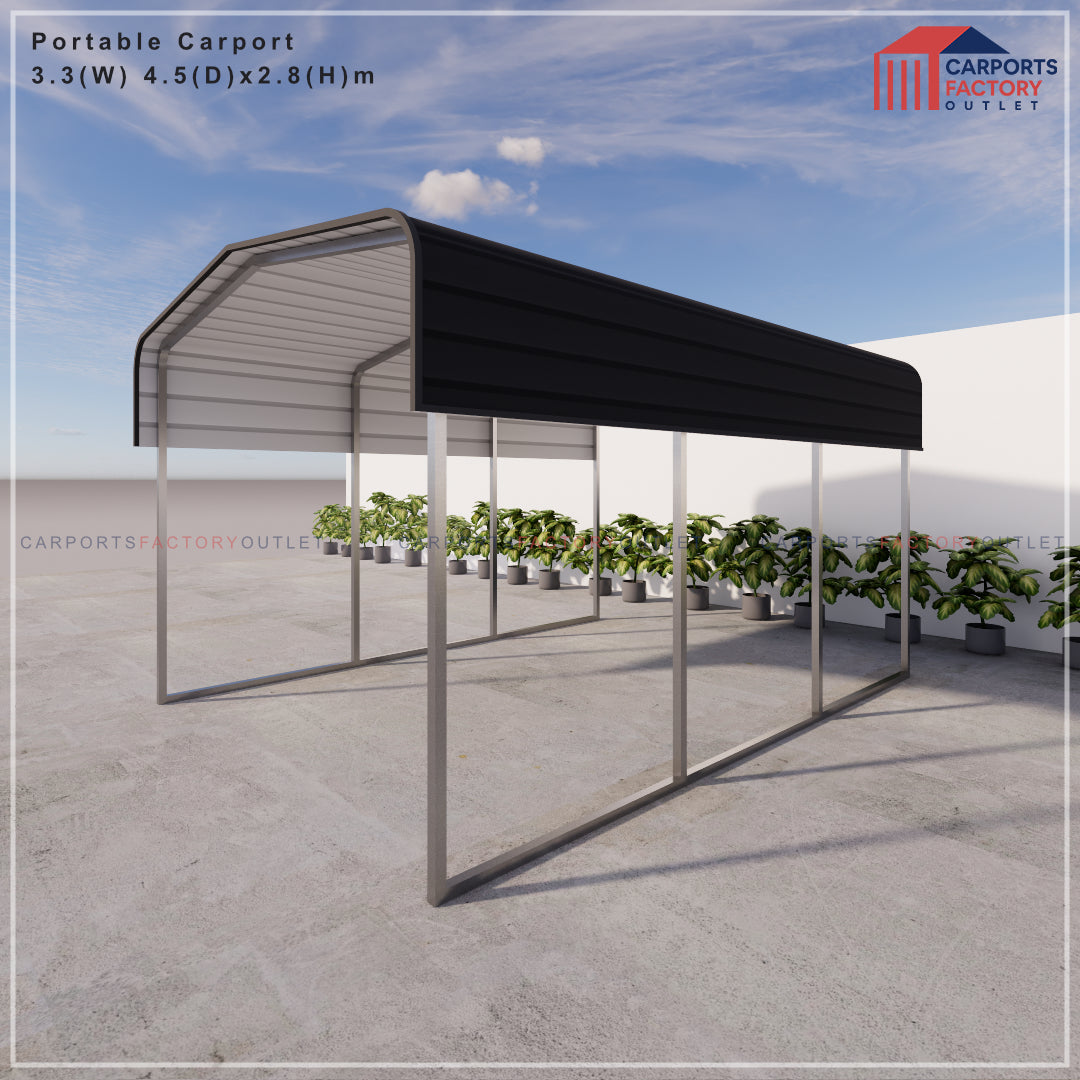 Portable Carport 3.3(W)x4.5(D)x2.8(H)m Wrapped Roof