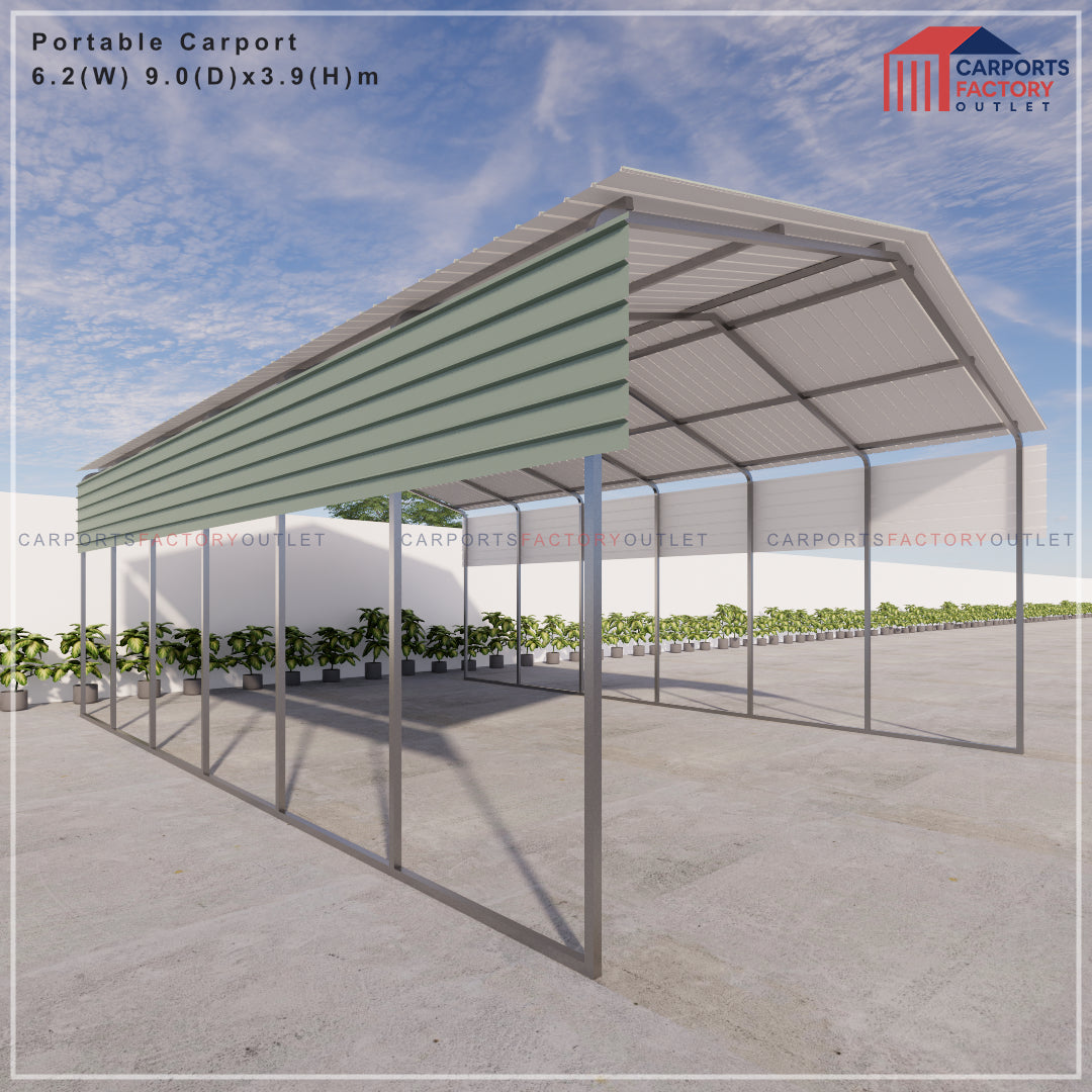 Portable Carport 6.2(W)x9.0(D)x3.9(H)m Gable Roof