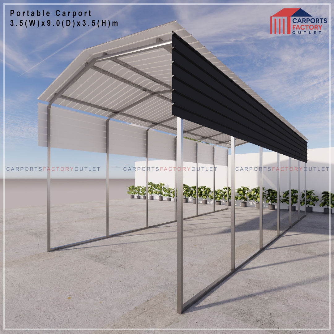 Portable Carport 3.5(W)x9.0(D)x3.5(H)m Gable Roof