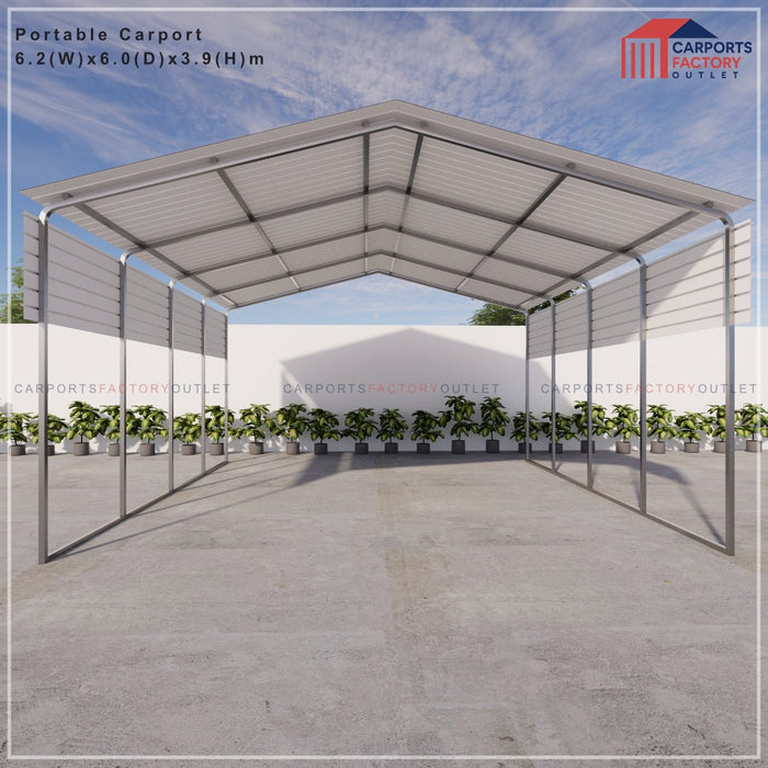 6.2m by 6m gable roof portable carport