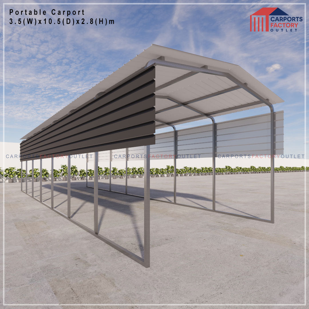 Portable Carport 3.5(W)x10.5(D)x2.8(H)m Gable Roof