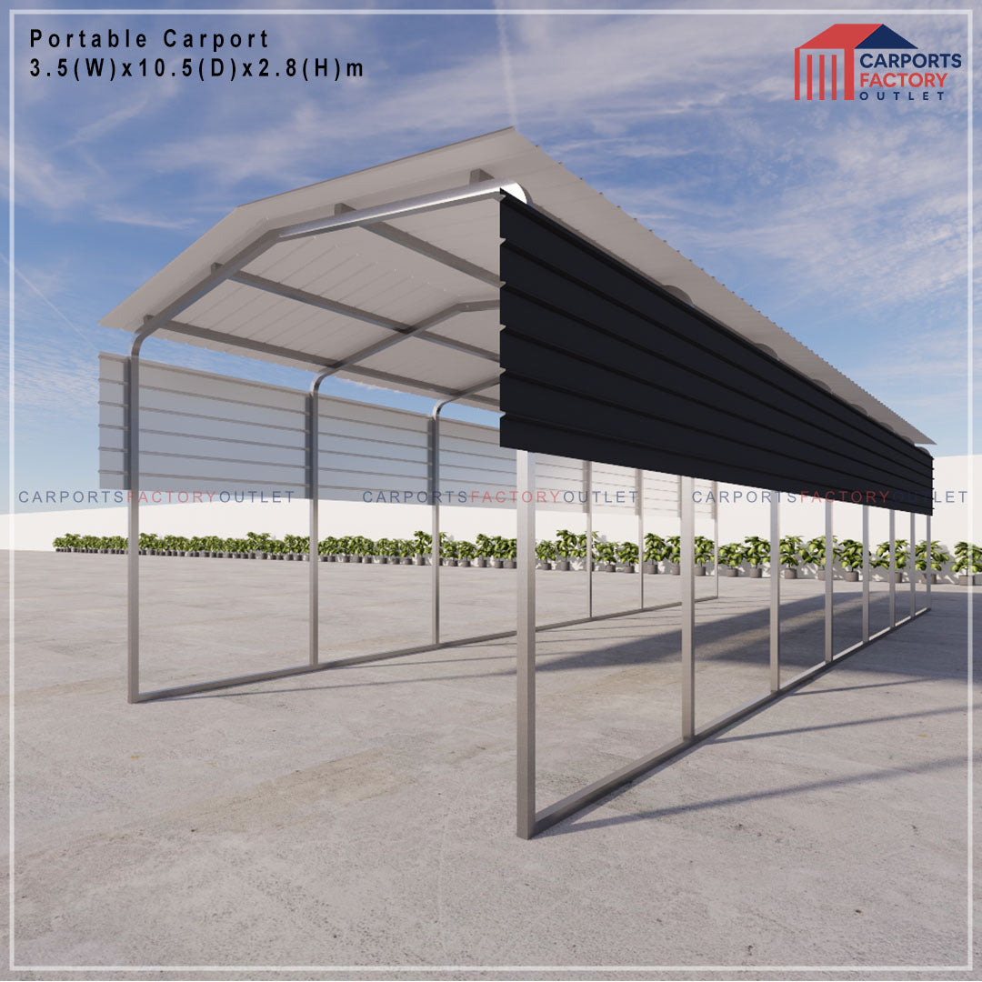Portable Carport 3.5(W)x10.5(D)x2.8(H)m Gable Roof