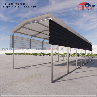 Portable Carport 3.5(W)x10.5(D)x2.8(H)m Gable Roof