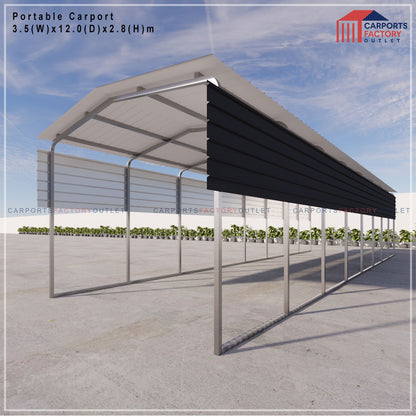 Portable Carport 3.5(W)x12.0(D)x2.8(H)m Gable Roof