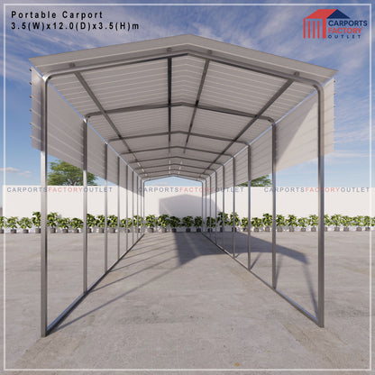 Portable Carport 3.5(W)x12.0(D)x3.5(H)m Gable Roof