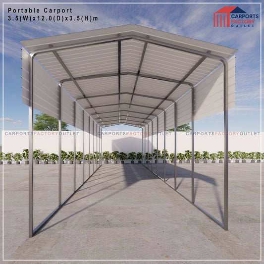 Portable Carport 3.5(W)x12.0(D)x3.5(H)m Gable Roof
