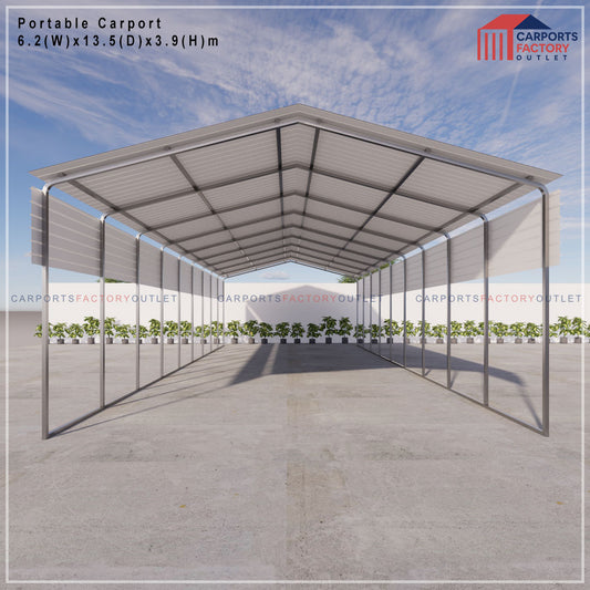Portable Carport 6.2(W)x13.5(D)x3.9(H)m Gable Roof