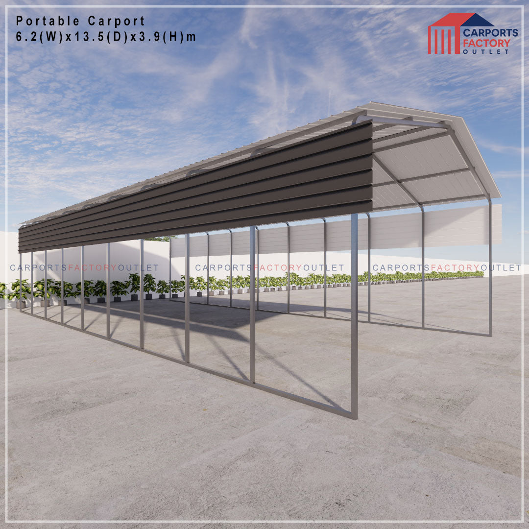 Portable Carport 6.2(W)x13.5(D)x3.9(H)m Gable Roof