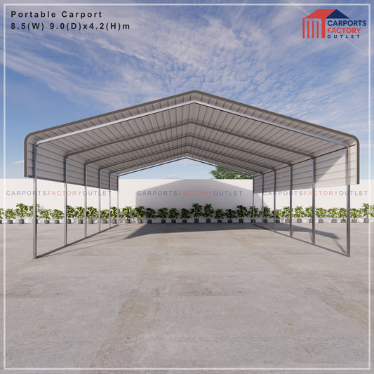 Portable Carport 8.5(W)x9.0(D)x4.2(H)m Wrapped Roof