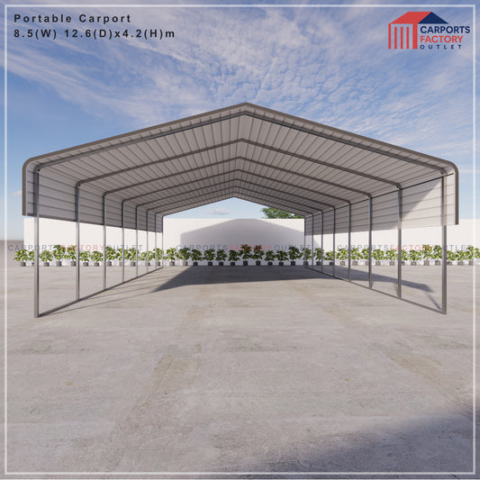Portable Carport 8.5(W)x12.6(D)x4.2(H)m Wrapped Roof