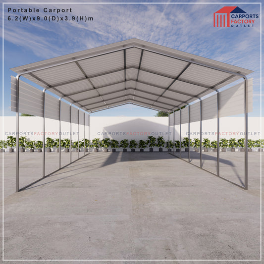 Portable Carport 6.2(W)x9.0(D)x3.9(H)m Gable Roof
