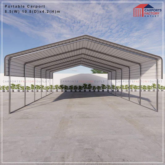 Portable Carport 8.5(W)x10.8(D)x4.2(H)m Wrapped Roof