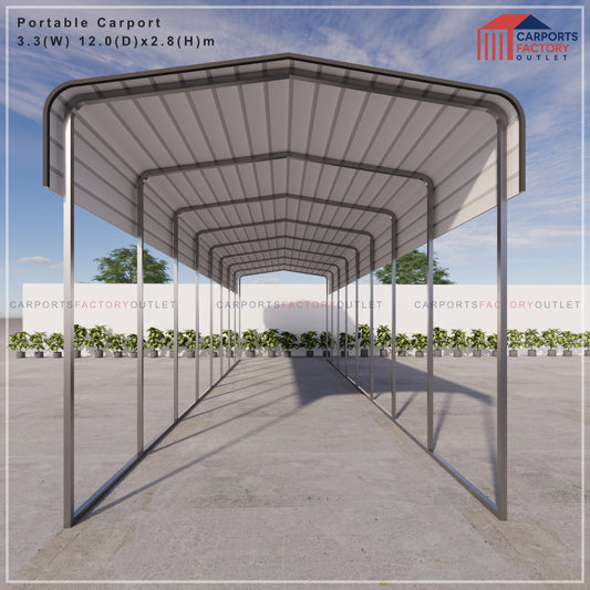 Portable Carport 3.3(W)x12.0(D)x3.5(H)m Wrapped Roof