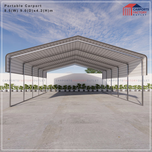 Portable Carport 8.5(W)x9.0(D)x4.2(H)m Wrapped Roof