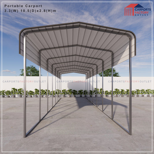 Portable Carport 3.3(W)x10.5(D)x3.5(H)m Wrapped Roof