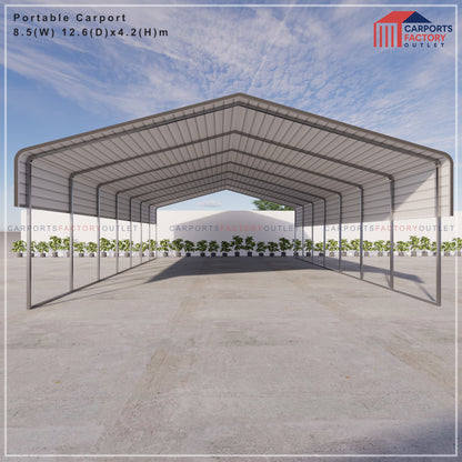 Portable Carport 8.5(W)x12.6(D)x4.2(H)m Wrapped Roof