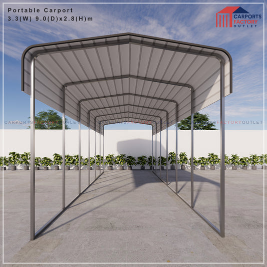 Portable Carport 3.3(W)x9.0(D)x3.5(H)m Wrapped Roof