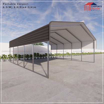 Portable Carport 8.5(W)x9.0(D)x4.2(H)m Wrapped Roof