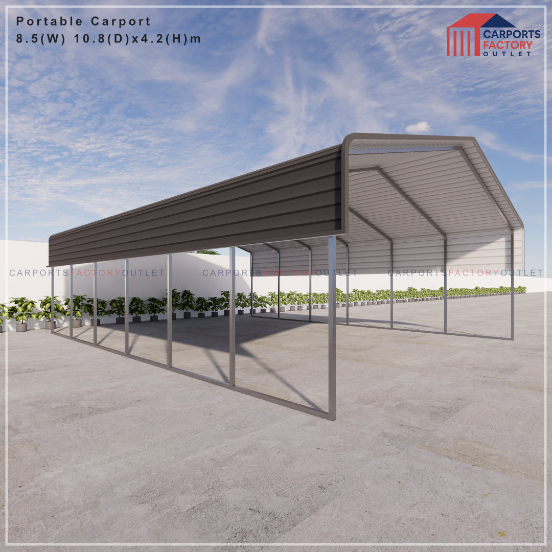 Portable Carport 8.5(W)x10.8(D)x4.2(H)m Wrapped Roof