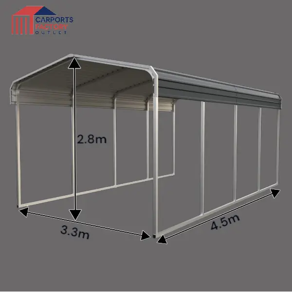 Portable Carport 3.3(W)x4.5(D)x2.8(H)m Wrapped Roof My Store