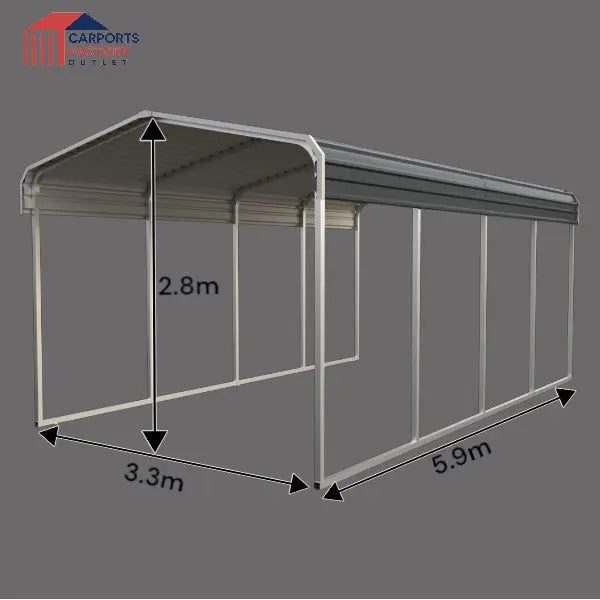 Portable Carport 3.3(W)x5.9(D)x2.8(H)m Wrapped Roof My Store