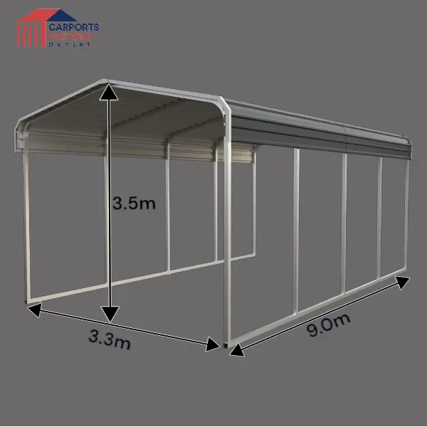 Portable Carport 3.3(W)x9.0(D)x3.5(H)m Wrapped Roof My Store