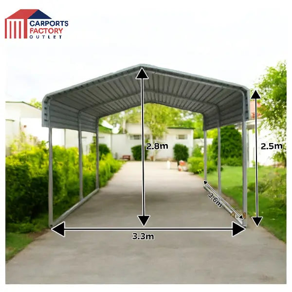 Portable Carport 3.3(W)x3.6(D)x2.8(H)m Wrapped Roof My Store