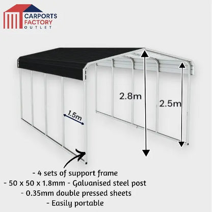 Portable Carport 3.3(W)x4.5(D)x2.8(H)m Wrapped Roof My Store