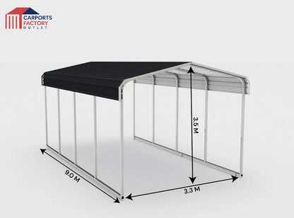 Portable Carport 3.3(W)x9.0(D)x3.5(H)m Wrapped Roof My Store