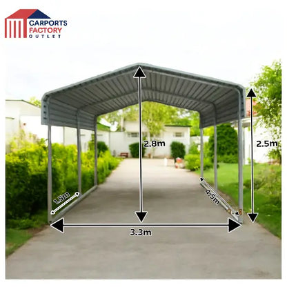 Portable Carport 3.3(W)x4.5(D)x2.8(H)m Wrapped Roof Carports Factory Outlet