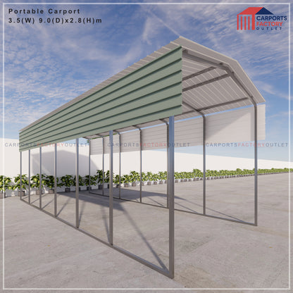 Portable Carport 3.5(W)x9.0(D)x2.8(H)m Gable Roof