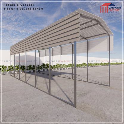 Portable Carport 3.5(W)x9.0(D)x2.8(H)m Gable Roof