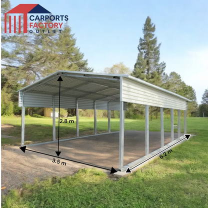 Portable Carport 3.5(W)x6.2(D)x2.8(H)m Gable Roof - Carports Factory Outlet