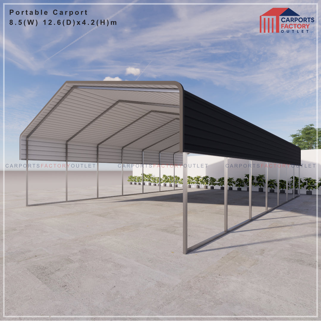 Portable Carport 8.5(W)x12.6(D)x4.2(H)m Wrapped Roof