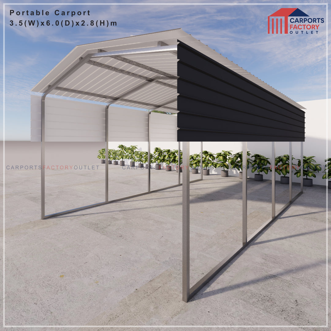 Portable Carport 3.5(W)x6.0(D)x2.8(H)m Gable Roof