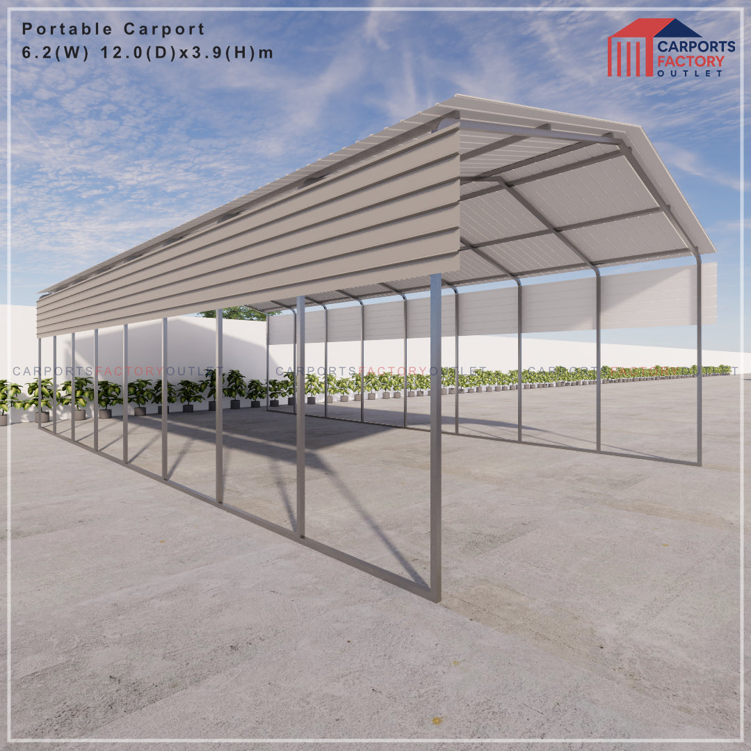 Portable Carport 6.2(W)x12.0(D)x3.9(H)m Gable Roof