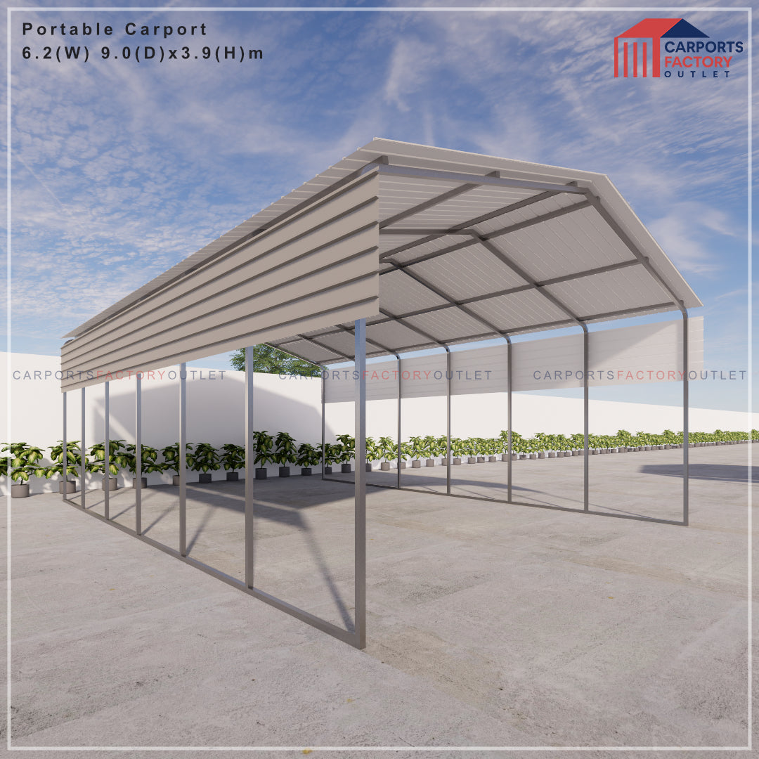 Portable Carport 6.2(W)x9.0(D)x3.9(H)m Gable Roof
